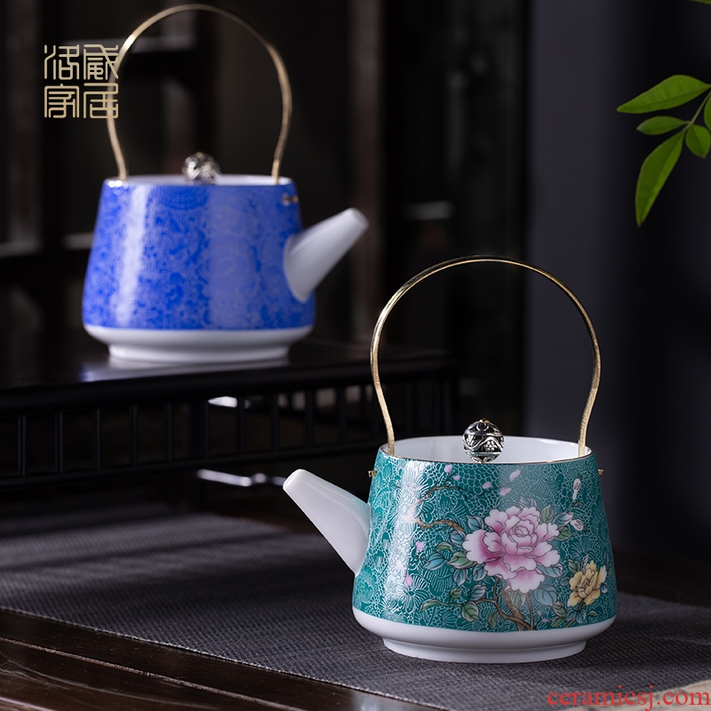 Grilled, flowers of jingdezhen ceramic teapot single pot small household ceramic teapot small mini girder pot