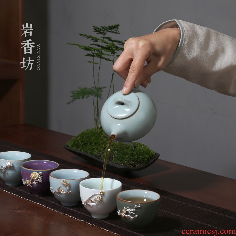 YanXiang lane five ancient jun silver cups, ceramic kung fu tea sets your up sample tea cup