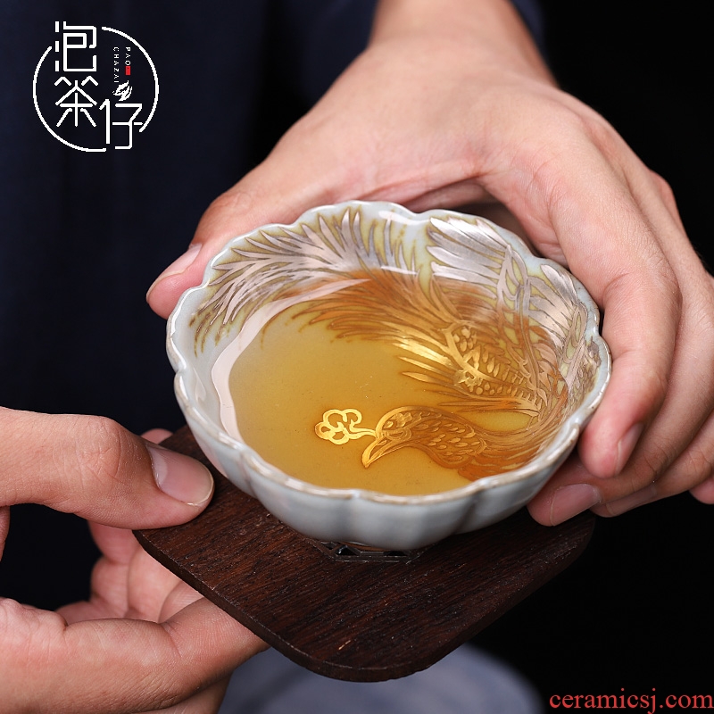 Restoring ancient ways your up open a piece of ice to crack the master cup single CPU getting checking ceramic silver cup men 's single kung fu tea