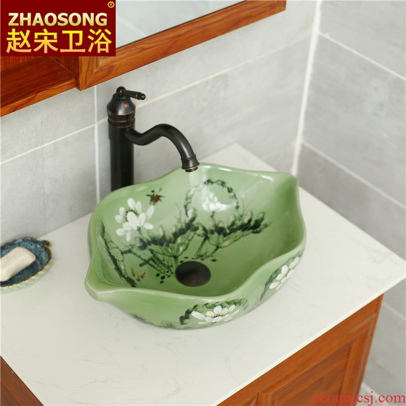 Contracted Europe type ceramic stage basin of household toilet lavabo of new Chinese style restoring ancient ways basin is the basin that wash a lotus