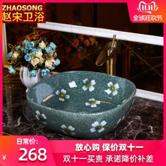 Restoring ancient ways of jingdezhen ceramic art stage basin square toilet lavabo household creative stage of the basin that wash a face