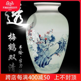 Jingdezhen ceramics hand - made vases MeiHe double flower arranging clearer Chinese style home sitting room adornment is placed a gift