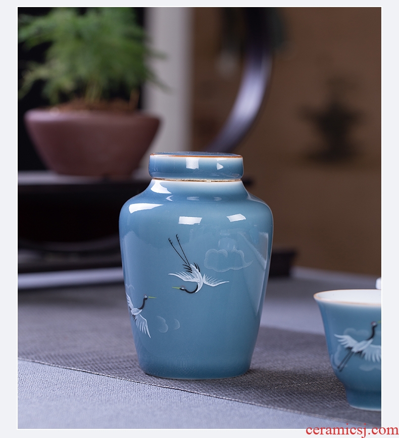 , portable kung fu tea tureen tea set household JingDe ceramics fair keller cup tea tray gifts