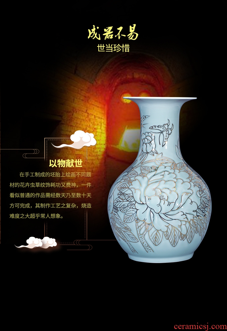 Jingdezhen ceramics vase shadow blue see colour of the reward bottle blooming flowers sitting room of Chinese style household TV ark, furnishing articles