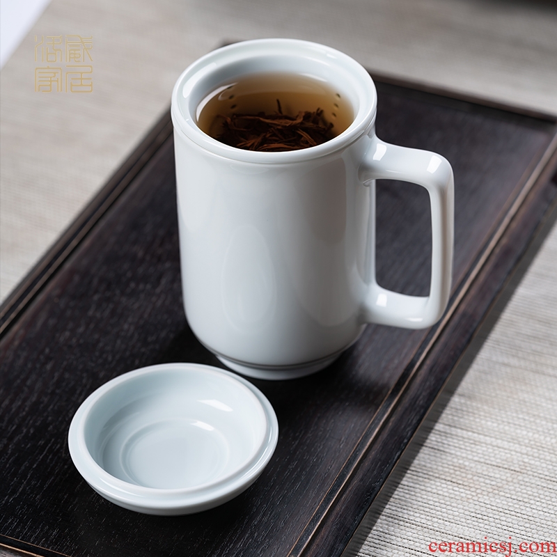 Blower, celadon office meeting cup ceramic filter with cover the tea cups separation boss cup tea cup
