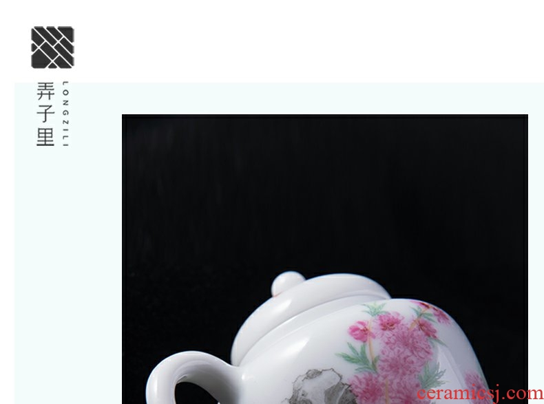 Continuous grain of jingdezhen kung fu tea pure manual household hand - made oleander not purple small palace the lantern single pot of the teapot