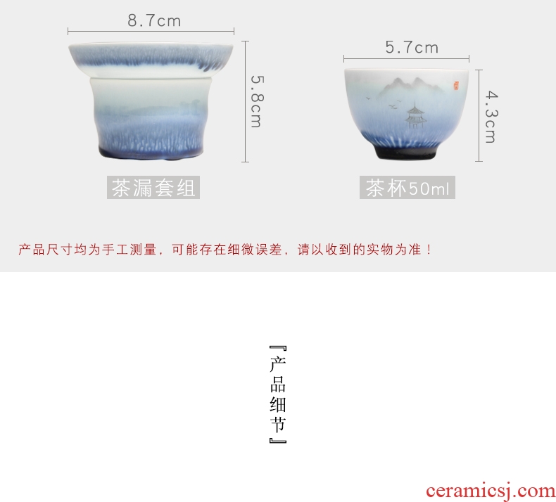 YanXiang fang hand - made only three tureen ceramic up tea set the set of Chinese ink painting wind household gift boxes