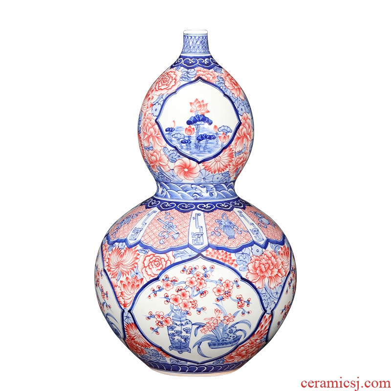 Imitation of qianlong hand - made porcelain of jingdezhen ceramics youligong gourd sweet vase classic Chinese style decoration and furnishing articles