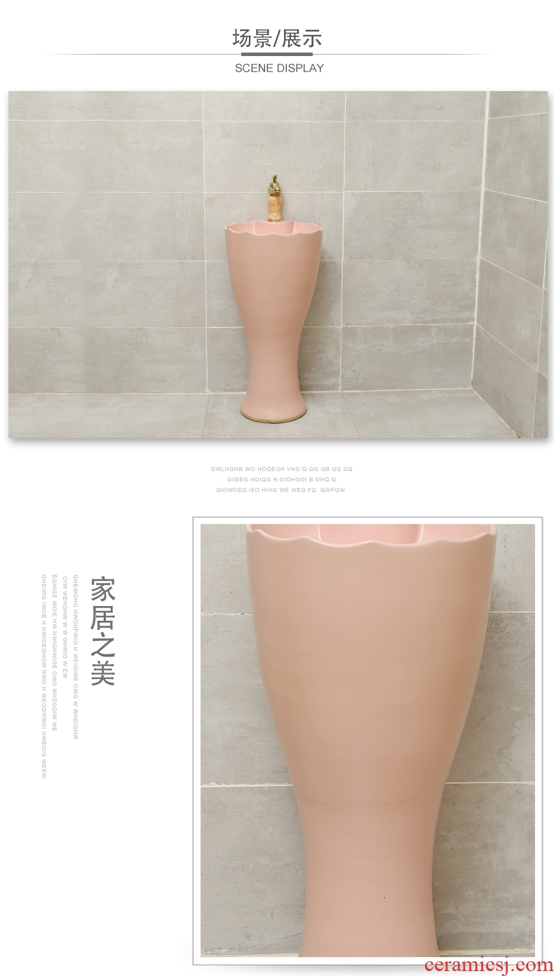 Northern wind of song dynasty porcelain column basin one - piece household lavabo floor type lavatory sink is suing