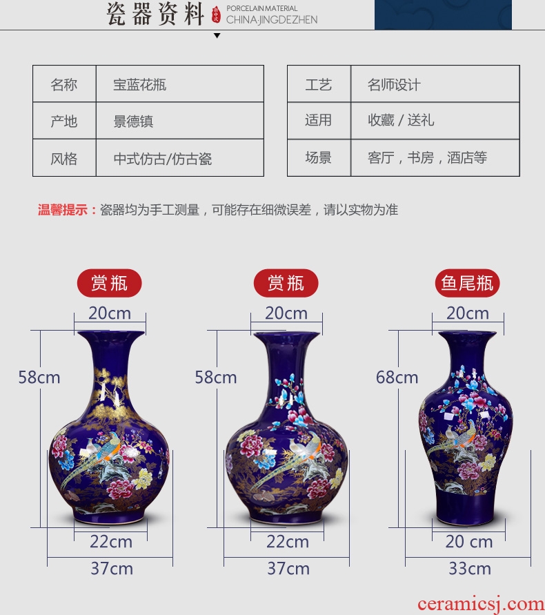 Jingdezhen ceramics manual hand - made bright future of large blue and white porcelain vase sitting room hotel decoration furnishing articles - 589706638790