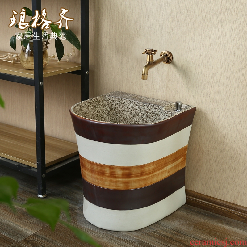 Ceramic grinding color corrugated mop pool household balcony semicircle hasting mop pool toilet cleaning mop pool