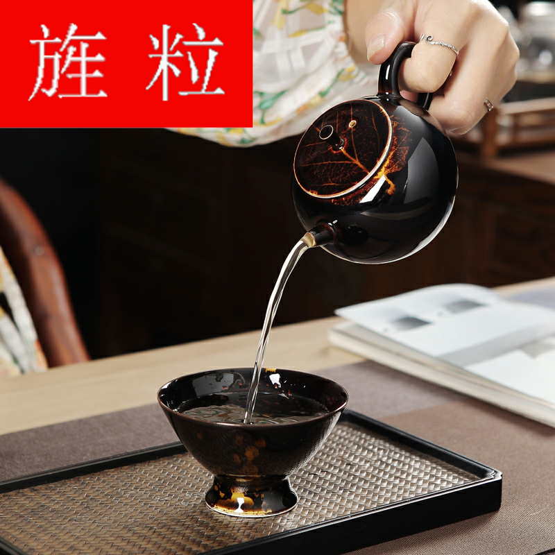 Continuous up with jingdezhen ceramic grain green was vintage single pot of konoha temmoku light household jizhou up make tea filter