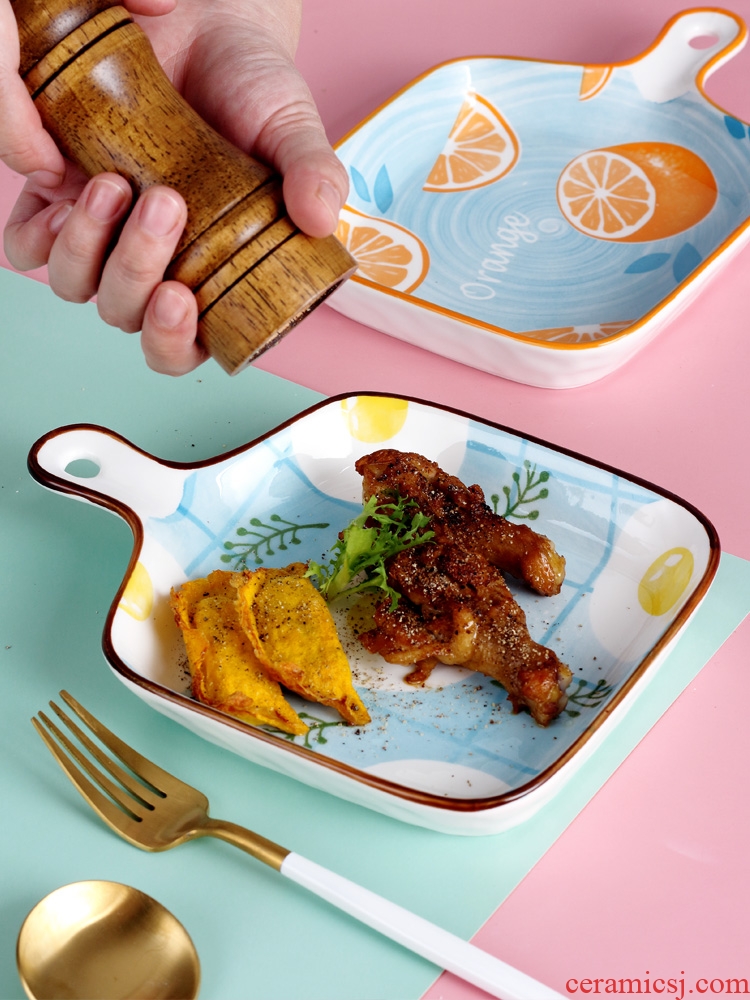 Japanese ceramic pan baking dish home dish dish dish creative Nordic web celebrity disc beefsteak plate tableware