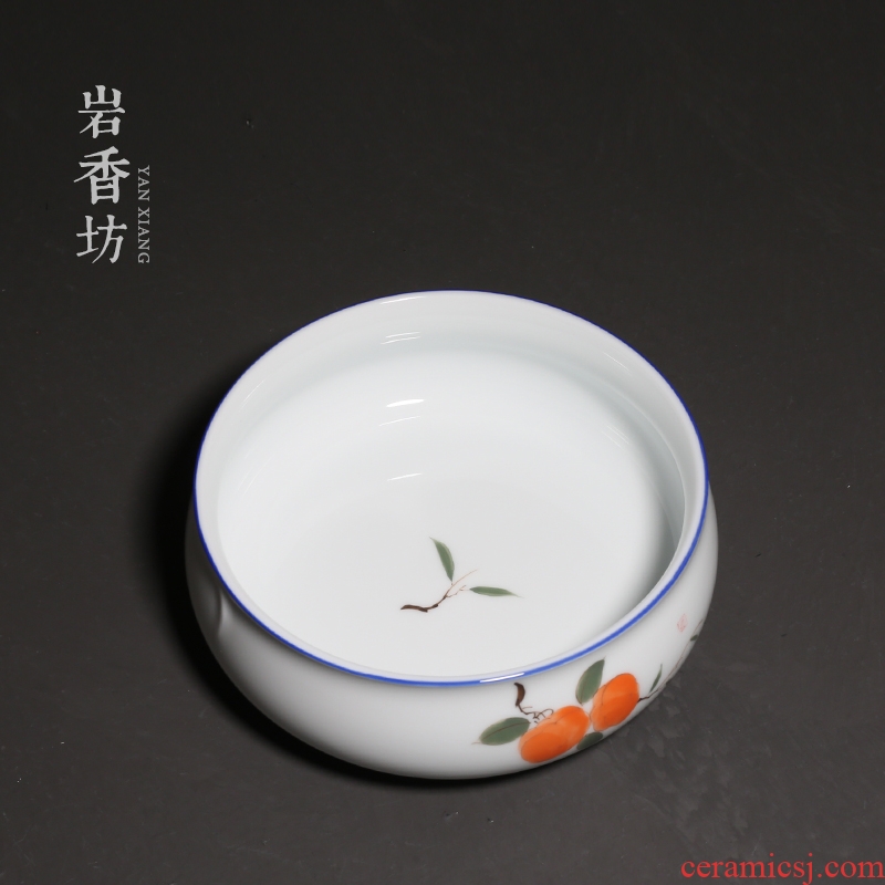 YanXiang fang hand - made persimmon white porcelain tea wash to ceramic large cup for wash wash tea accessories