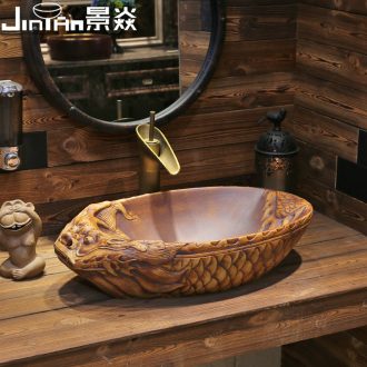 JingYan FuLong art stage basin water creative special - shaped ceramic lavatory restoring ancient ways archaize basin of wash one move
