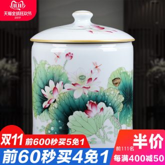 Jingdezhen ceramics famille rose porcelain vase home sitting room adornment furnishing articles of handicraft fragrant lotus classical caddy fixings