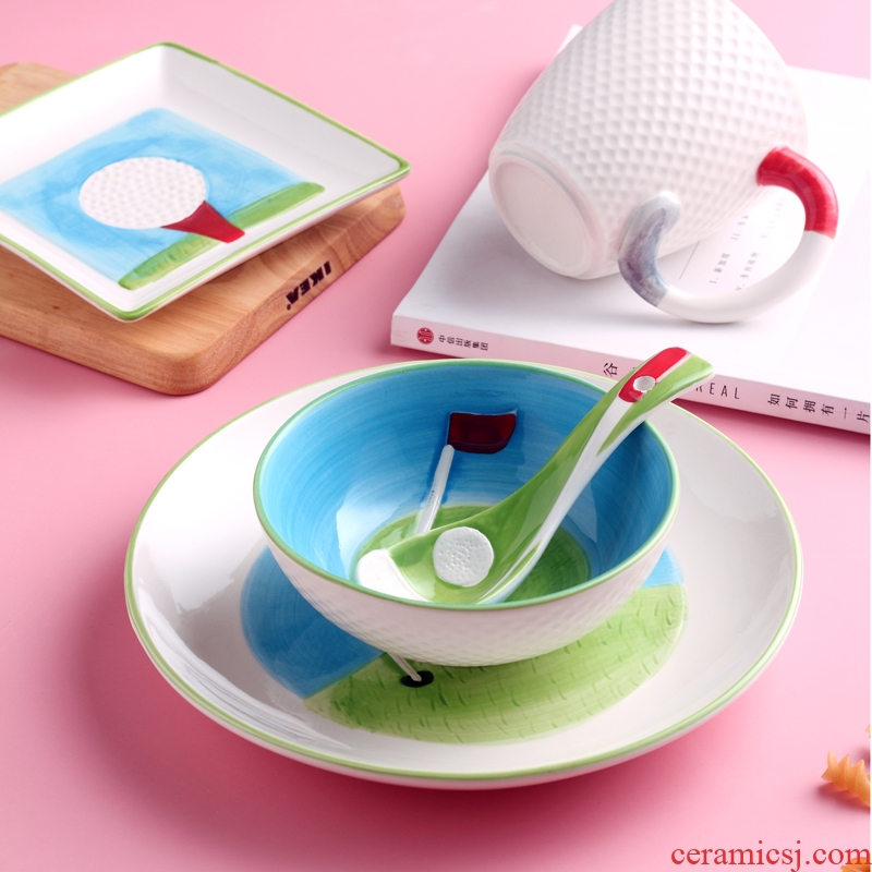 The dishes suit household ceramics tableware Japanese students creative cartoon express children eat bowl dish dish dish