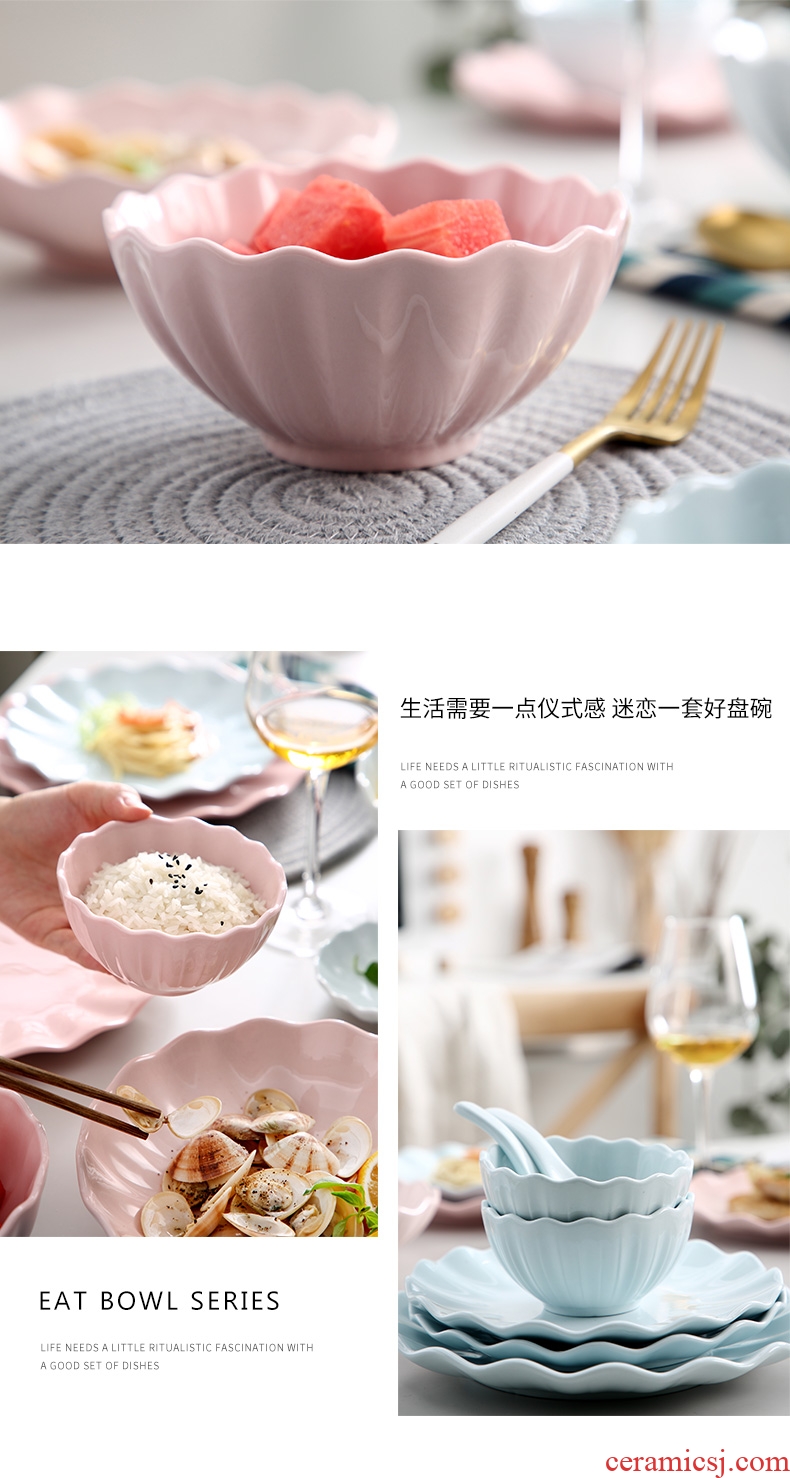 Jingdezhen ceramic bowl home eating utensils ipads porcelain bowl creative Japanese pan, a single large bowl rainbow such use