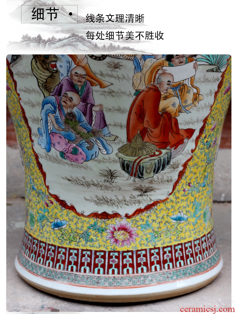 Jingdezhen ceramic general hand - made figure painting of large vase 18 Luo Hantu tank sitting room temple furnishing articles