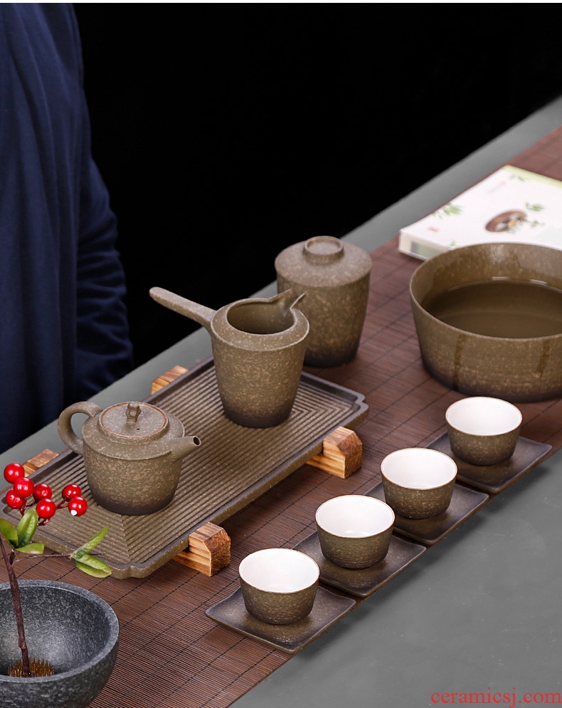 Tea seed Japanese coarse pottery teapot small single vintage kung fu Tea Tea exchanger with the ceramics imitation stone home