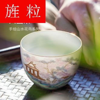 Continuous grain of pure manual master cup of jingdezhen ceramic household kung fu tea cup single hand - made sample tea cup white porcelain cup