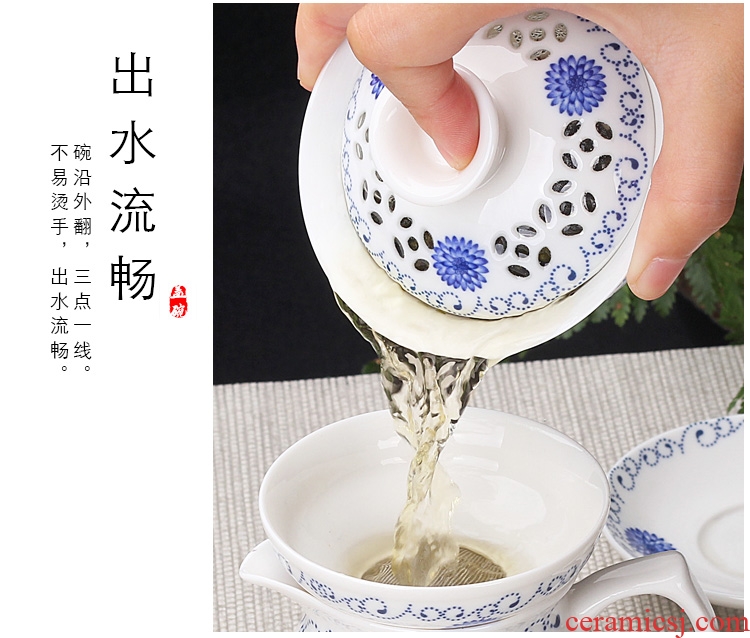 Tang aggregates of household ceramics tureen kung fu tea cups large bowl tea tea exquisite tea three tureen