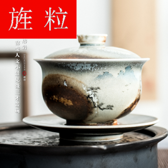 Continuous grain of wood up change hand - made humanities kei chan tureen jingdezhen kung fu tea set three to make tea tureen ceramic bowl