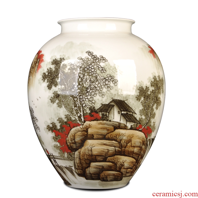 Jingdezhen ceramic vase furnishing articles landing of large modern Chinese style household porcelain flower arranging idea gourd wine accessories