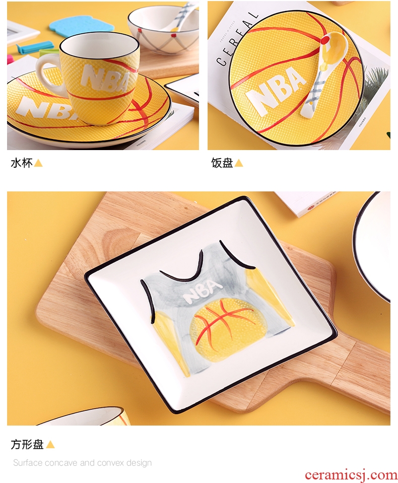The dishes suit household ceramics tableware Japanese students creative cartoon express children eat bowl dish dish dish