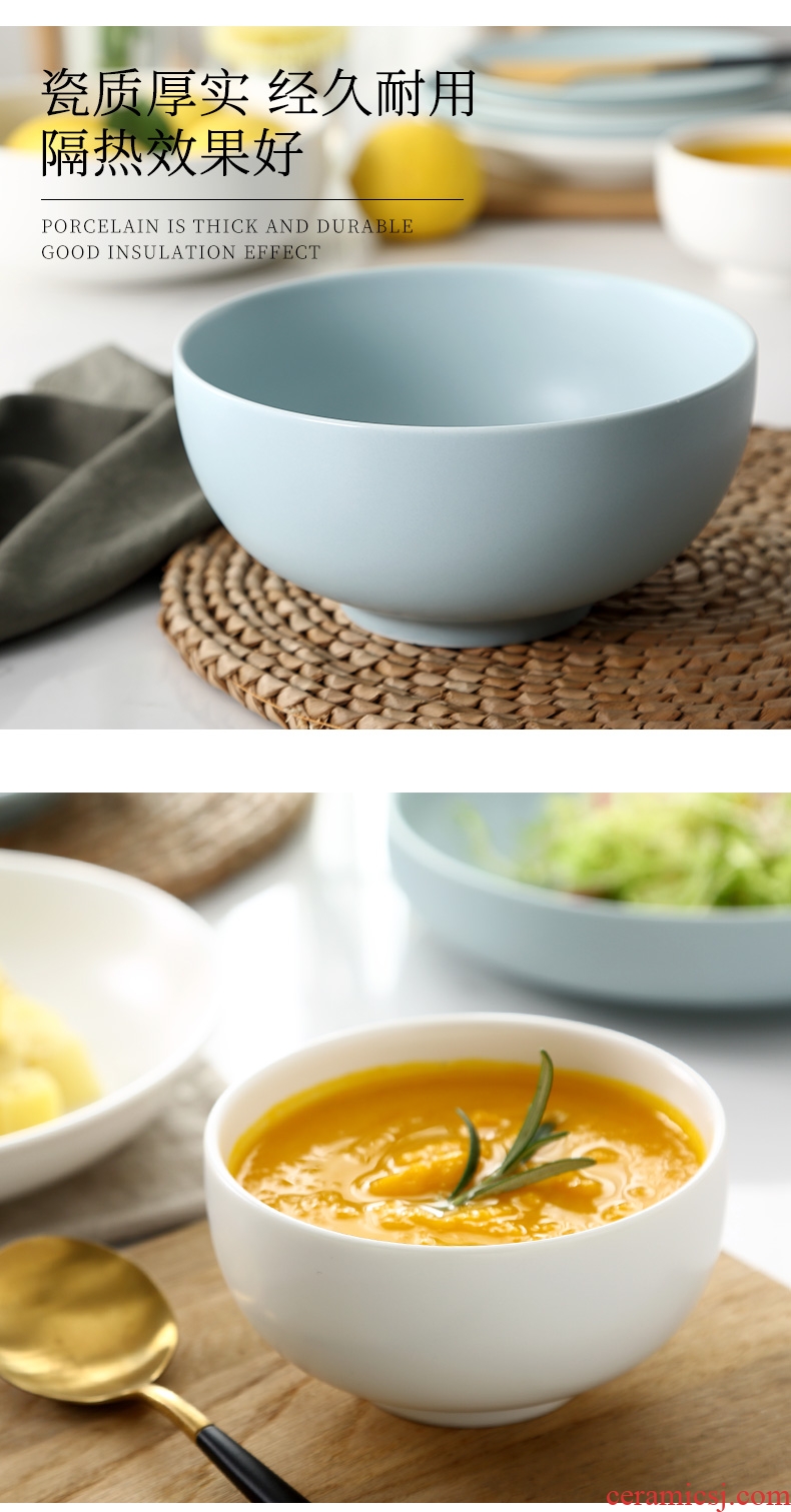 Jingdezhen ceramic bowl household tableware portfolio eating soup bowl creative Nordic eat noodles bowl of soup bowl of salad bowl