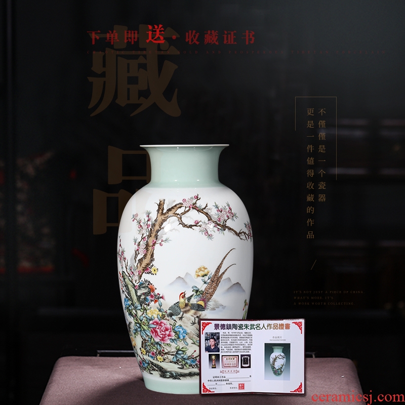 New Chinese style of jingdezhen ceramics powder enamel vase flower arranging I household furnishing articles, the sitting room porch decoration