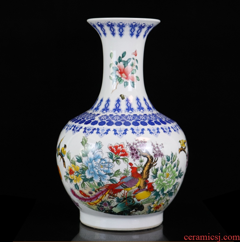 Pastel large vase furnishing articles of jingdezhen ceramics Chinese archaize sitting room ground adornment handicraft arranging flowers
