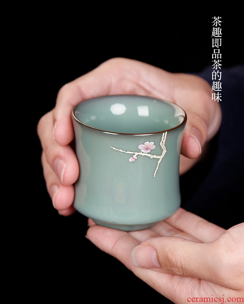 Up with tire iron ice tea cups of crack large ceramic kunfu tea tea sample tea cup, master cup single CPU move