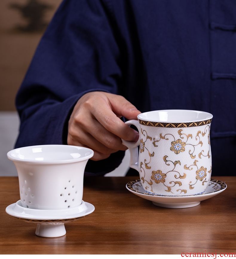 Blower belt filter cups of jingdezhen ceramic tea set home office separation large capacity tea tea cup