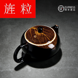 Continuous up with jingdezhen ceramic grain green was konoha temmoku light household teapot manual kung fu tea set the teapot