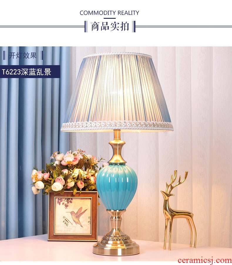 American desk lamp light ceramic contracted and I marriage of bedroom the head of a bed room warm light sweet American creative household decoration