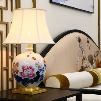 The New Chinese blue and white porcelain ceramic desk lamp Angle of sitting room sofa what tea table lamp atmospheric villas full copper lamp of bedroom the head of a bed