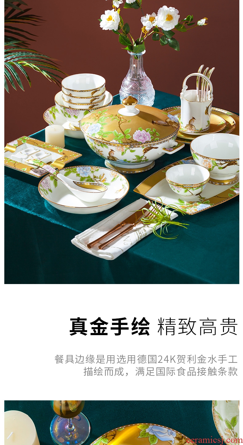 Blower, jingdezhen ceramic tableware suit light dishes to use Chinese wind high - end key-2 luxury ceramics dishes