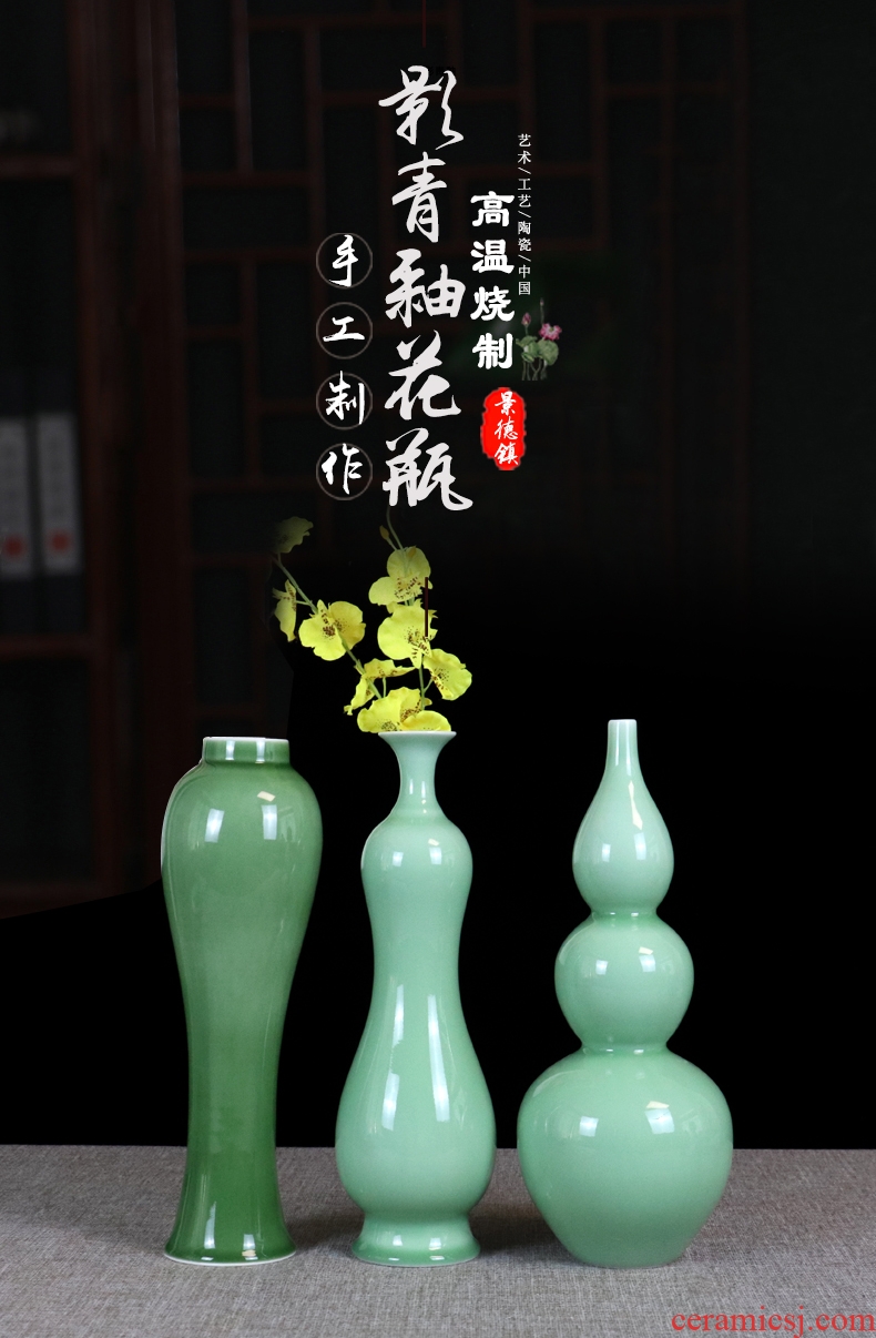 Shadow blue glaze craft flower vase furnishing articles sitting room of jingdezhen ceramics dried flower flower implement white porcelain of small ornament