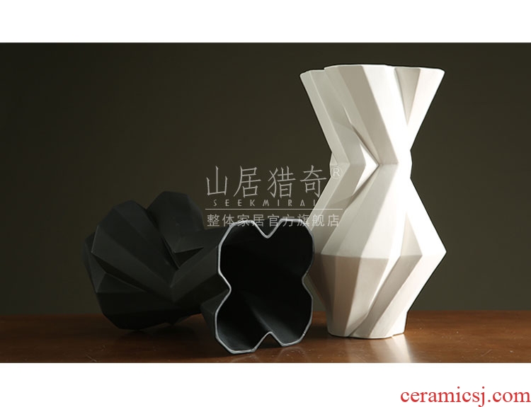 Modern living room between example art flower arranging furnishing articles Nordic geometric flower implement large ceramic vase - 575542169118 black and white pigment