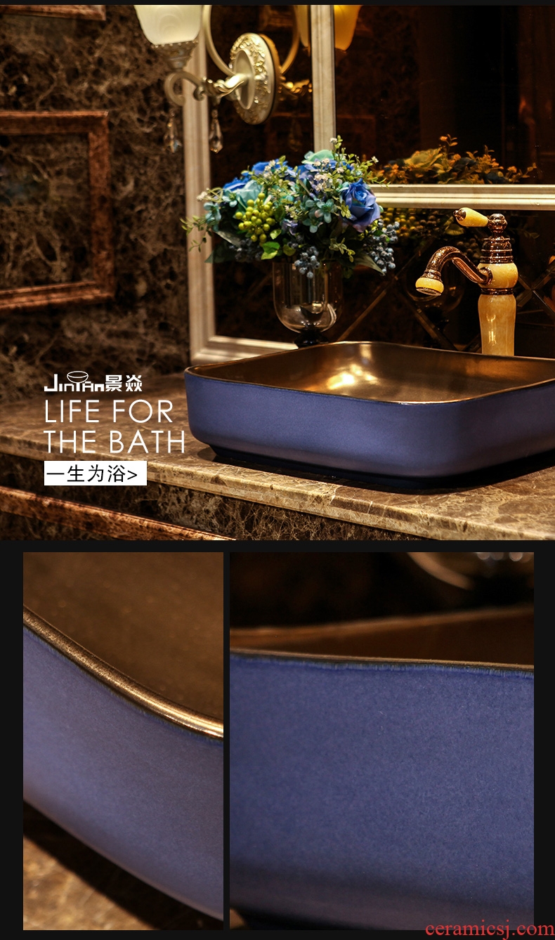 JingYan purple glaze art stage basin rectangular metal ceramic sinks ideas to restore ancient ways the basin that wash a face to the sink