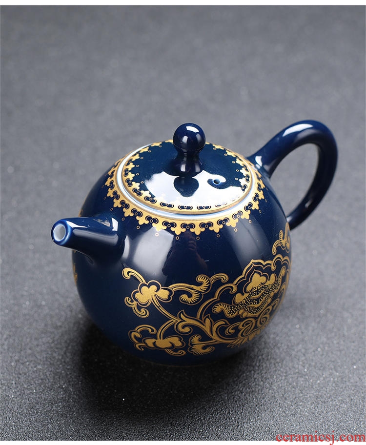 Four - walled yard modern household ji blue glaze kung fu tea set your up manual ceramic teapot tea tea set fair keller