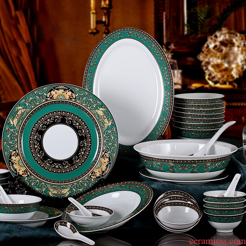 Red leaves authentic jingdezhen high temperature fine white porcelain European dishes suit porcelain tableware products to suit the green, apricot twist