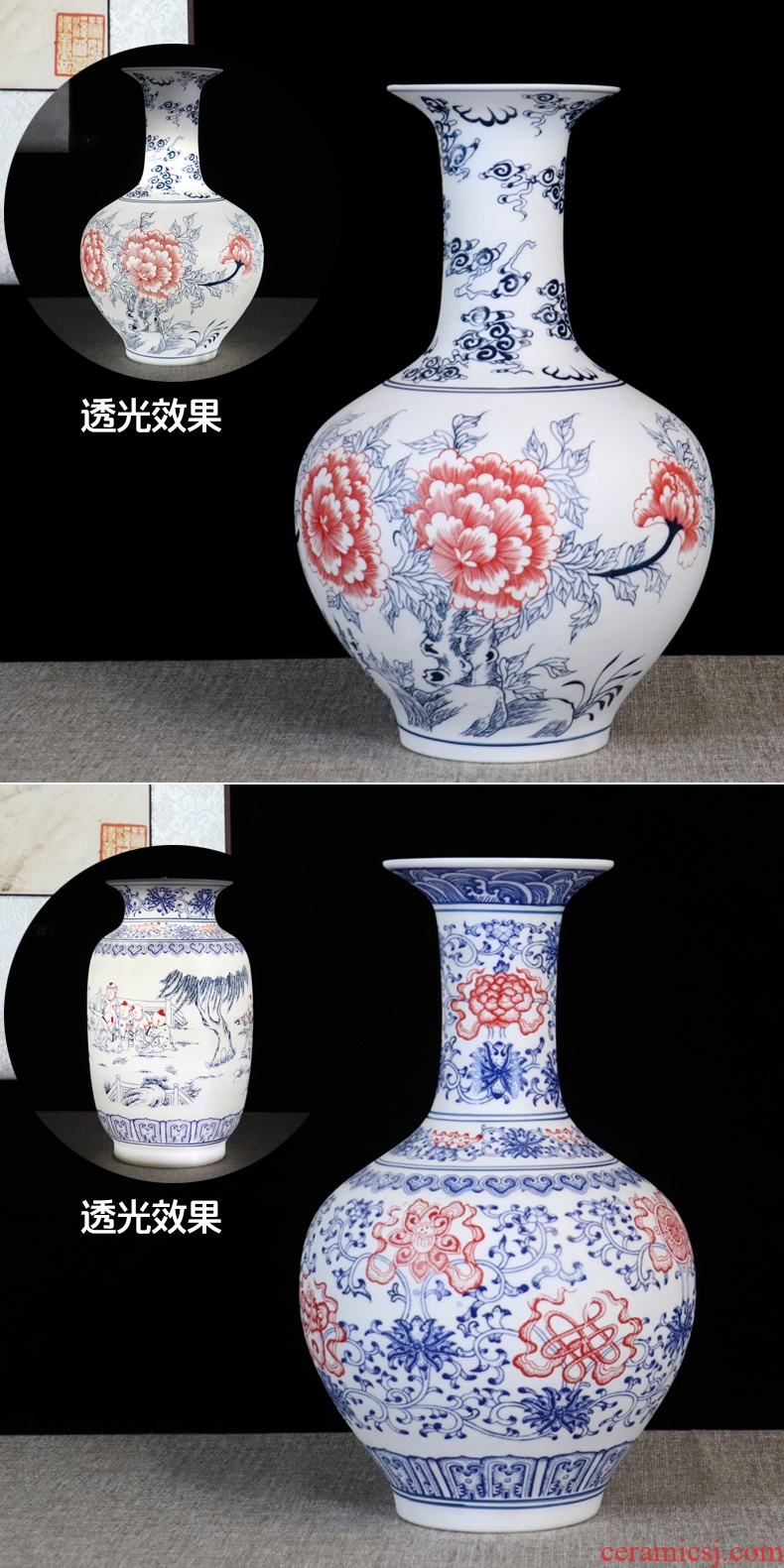 Inferior smooth blue and white porcelain vase jingdezhen ceramics furnishing articles dried flower flower arranging flowers I and contracted sitting room adornment