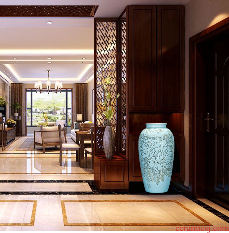Jingdezhen ceramics vase shadow blue see colour of the reward bottle blooming flowers sitting room of Chinese style household TV ark, furnishing articles