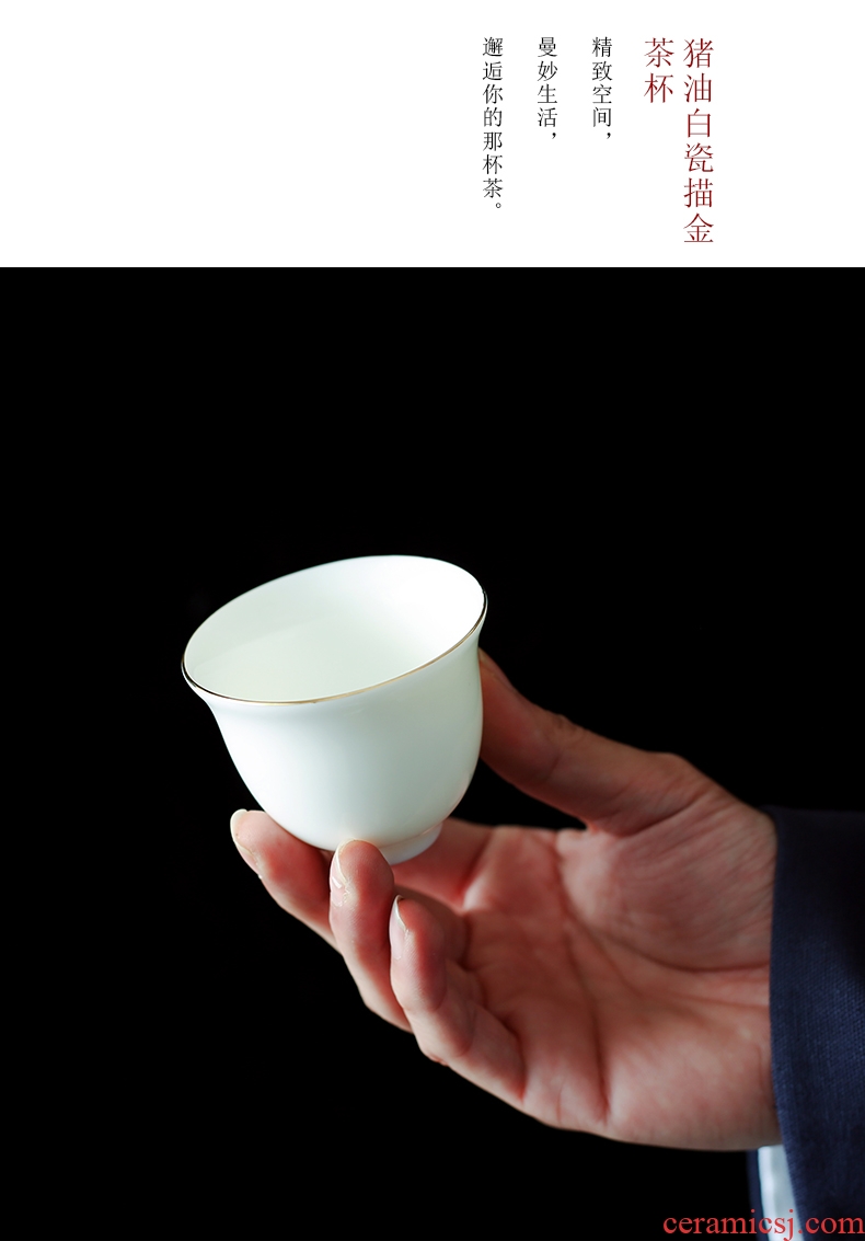 Bo yiu-chee dehua pure white jade porcelain tea tea cups, ceramic kung fu tea set household paint customized gifts
