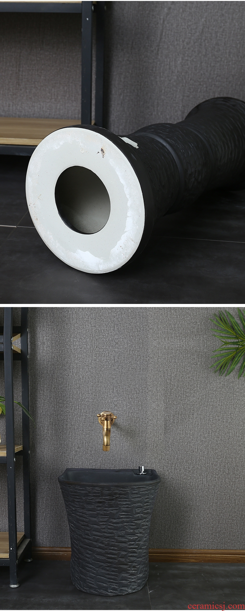 Retro pillar basin ceramic lavabo basin floor balcony is suing the column type lavatory one column counters