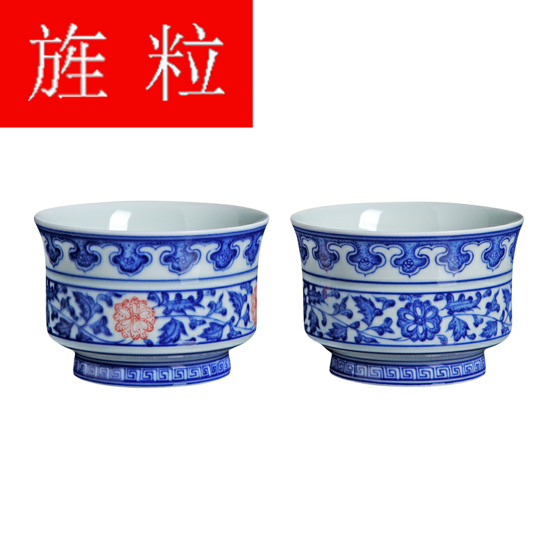 Continuous grain of jingdezhen ceramic checking sample tea cup master cup single cup of blue and white porcelain tea cups, kung fu tea cups