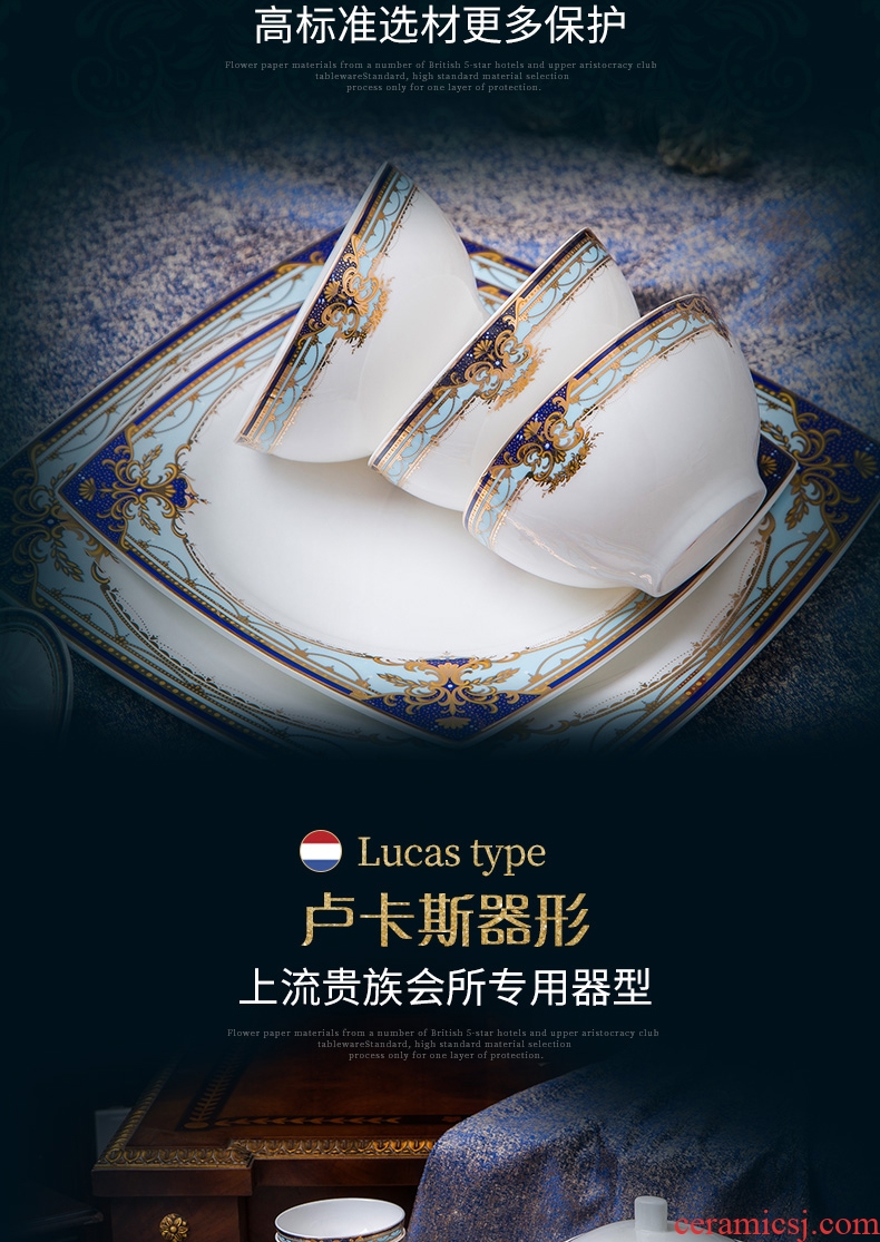 Blower, the dishes suit household European - style combination to use chopsticks creative up phnom penh dishes of jingdezhen ceramic tableware 6 people