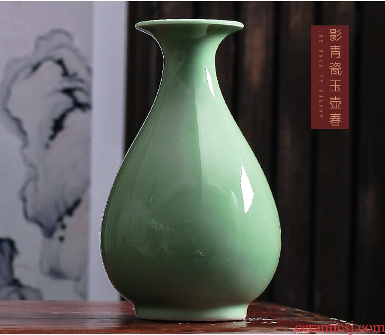 Jingdezhen ceramic film blue glaze dried flower vase furnishing articles sitting room porch rich ancient frame of Chinese style household adornment arranging flowers